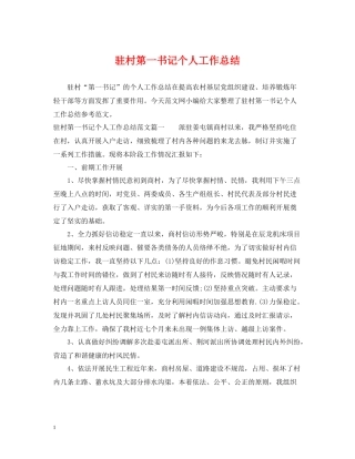 驻村第一书记个人工作总结