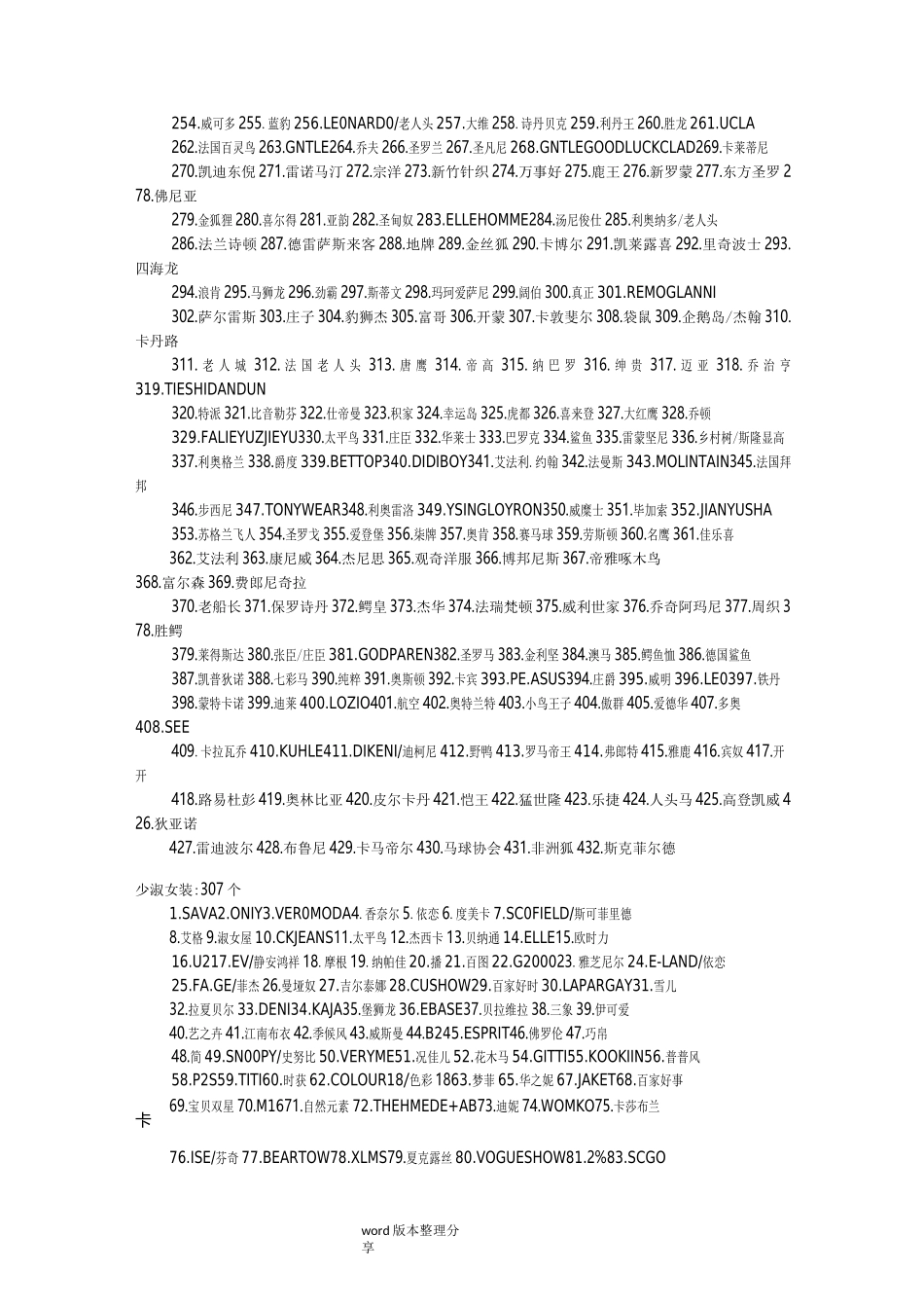 服装品牌名称大全_第2页