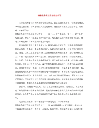 销售业务员工作总结怎么写