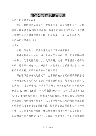 地产公司辞职报告6篇