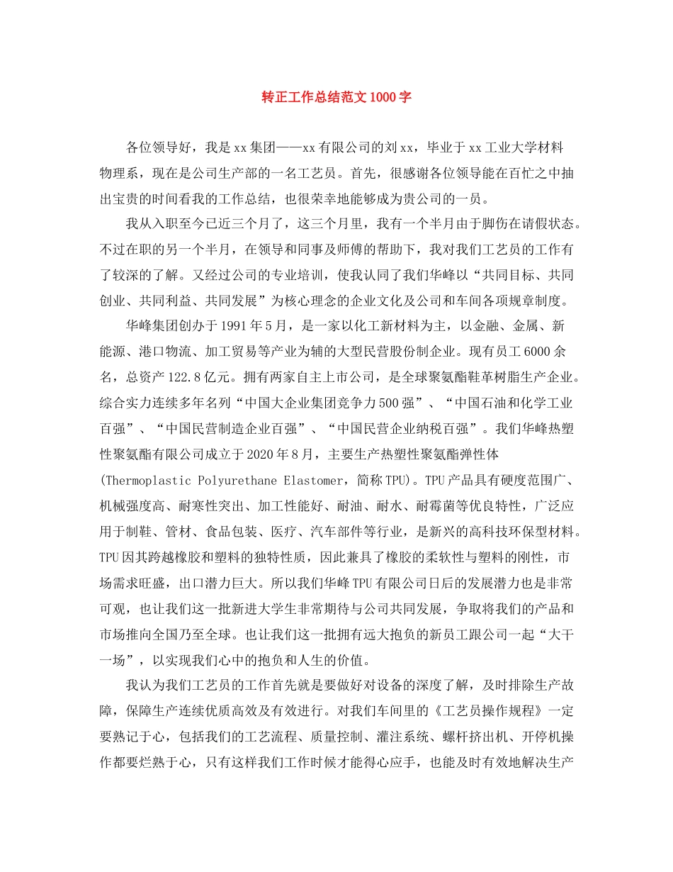 转正工作总结范文1000字_第1页