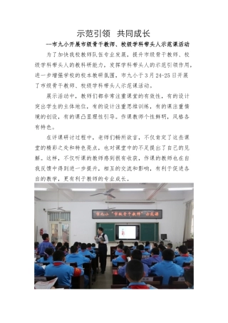 市九小市级骨干教师、校级学科带头人示范课