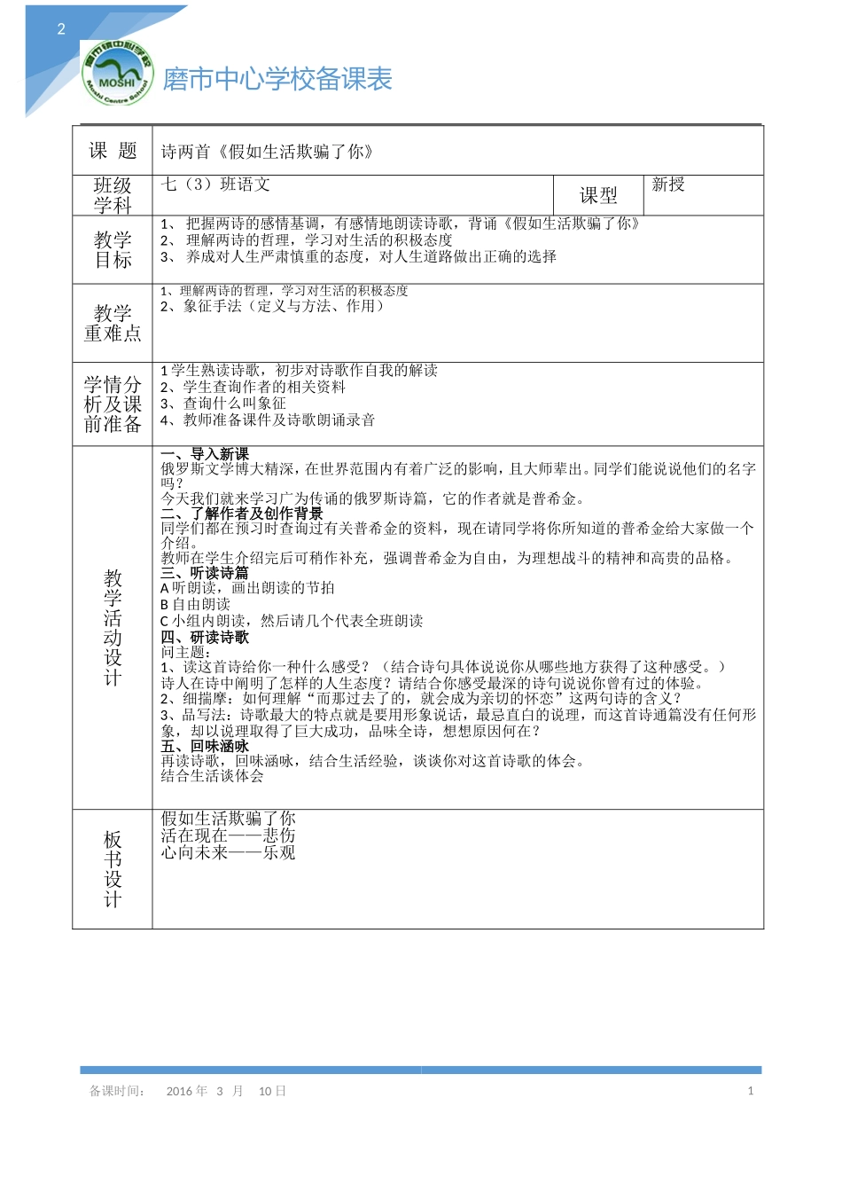 假如生活欺骗了你_第1页