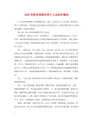财务预算年终个人总结有哪些