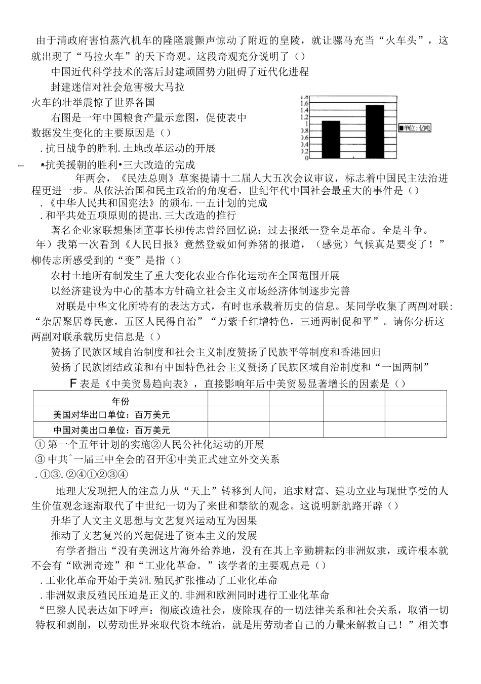 九年级一模历史试卷_第2页