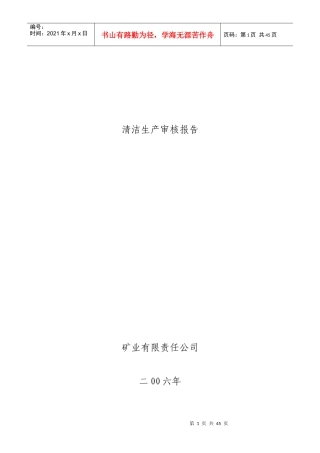矿业公司清洁生产审核研究报告