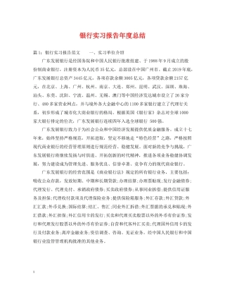 银行实习报告年度总结