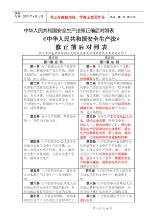 新安全生产法前后对照表