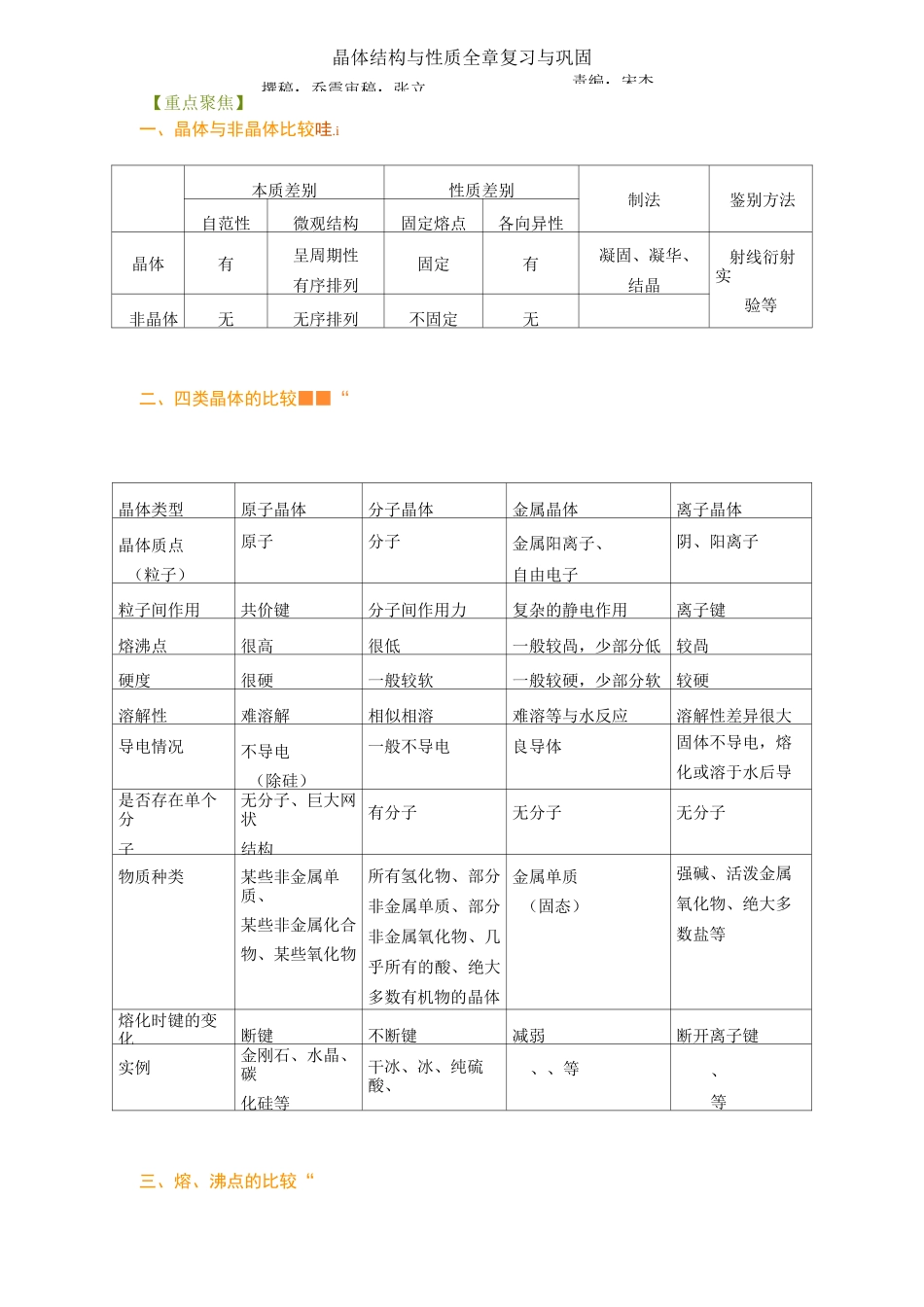 晶体结构与性质全章知识点与习题资料_第1页
