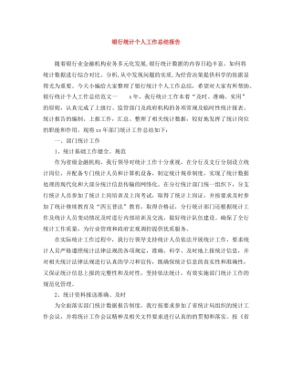 银行统计个人工作总结报告