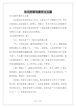 冬天的雪写景作文五篇