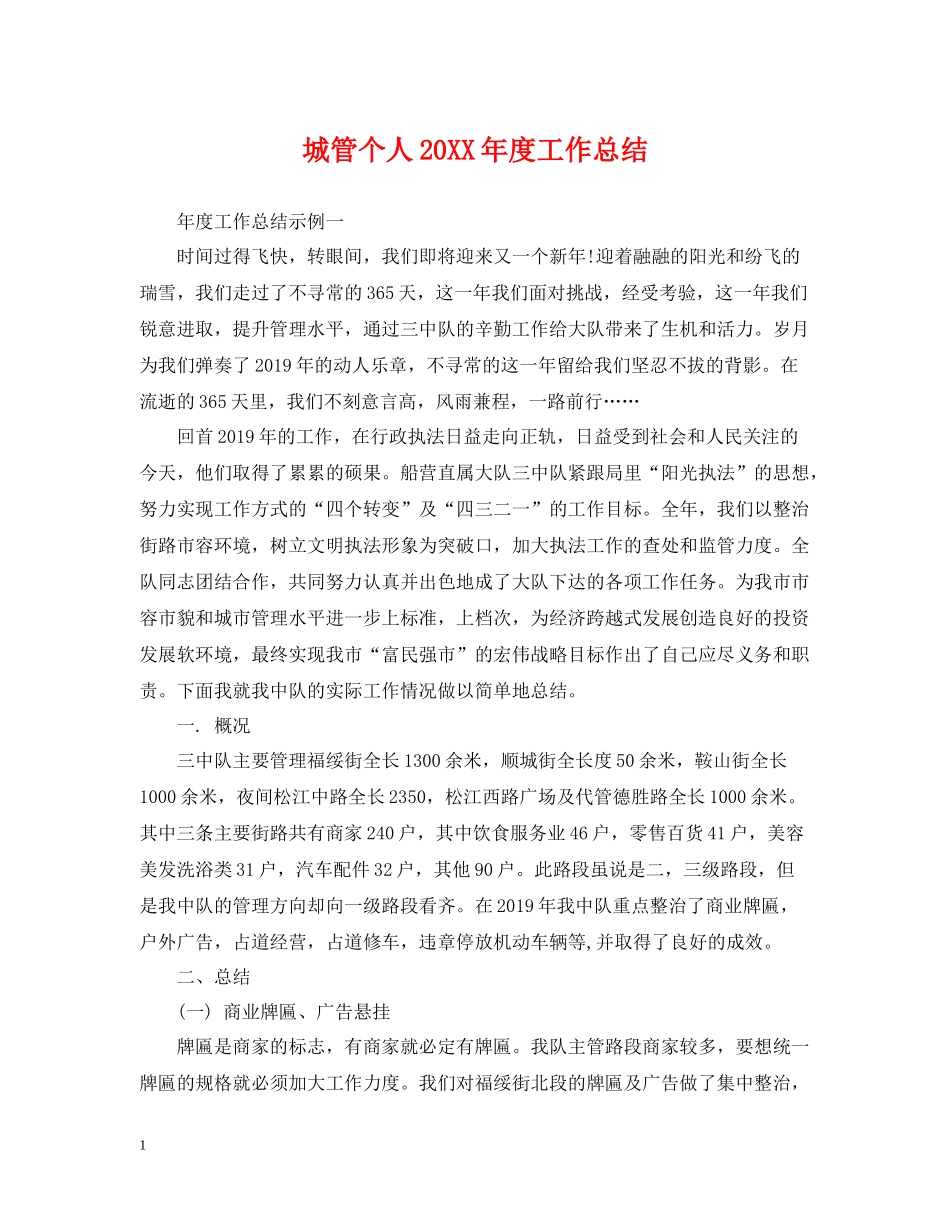 城管个人度工作总结_第1页