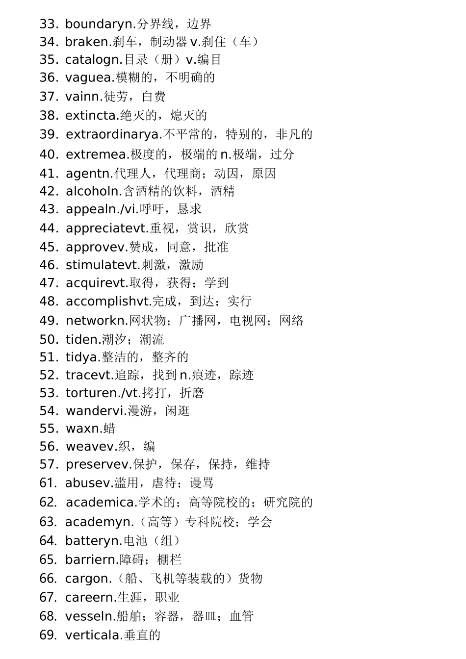 英语四级核心高频词汇表_第2页