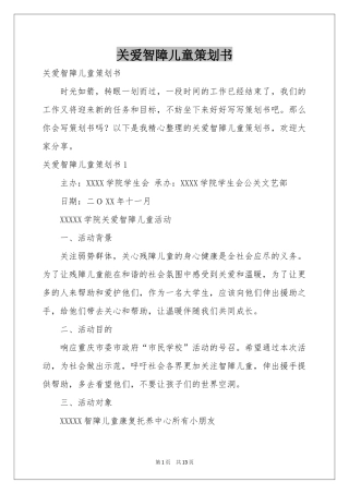 关爱智障儿童策划书
