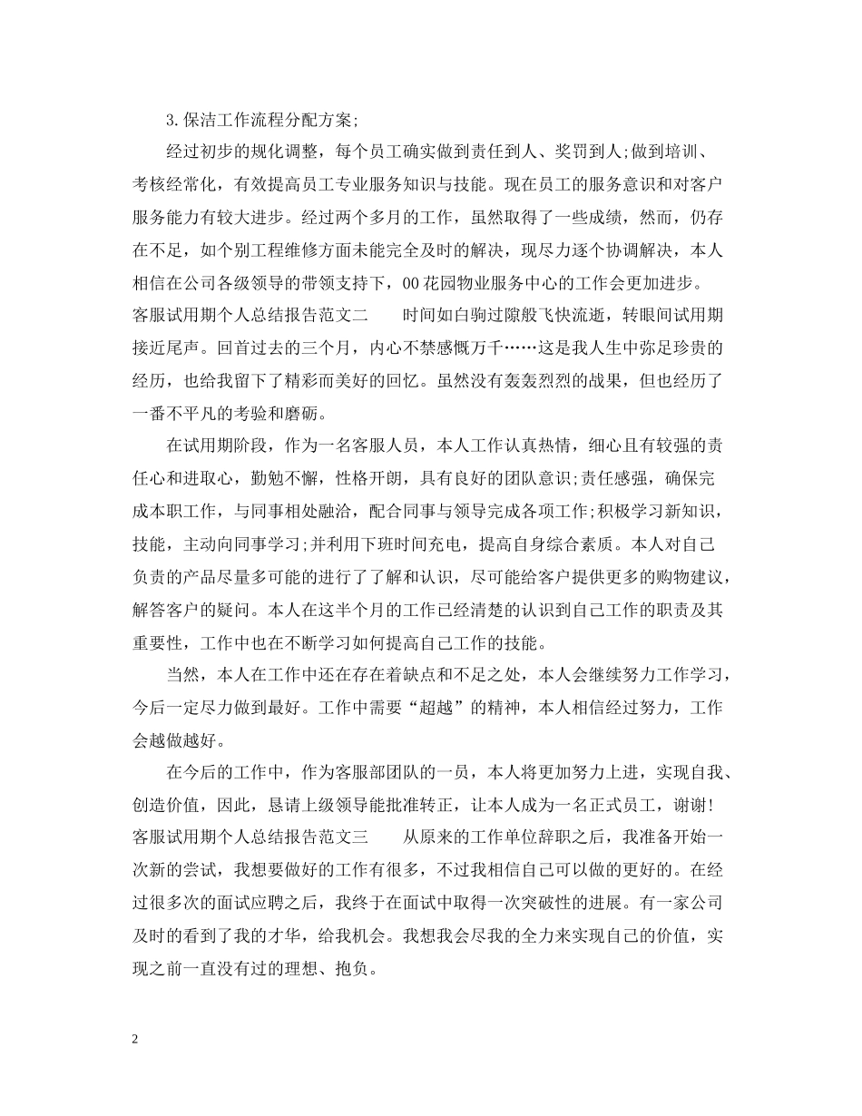 客服试用期个人总结报告_第2页