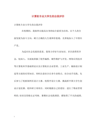 计算机专业大学生的自我评价