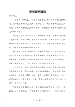 关于除夕周记