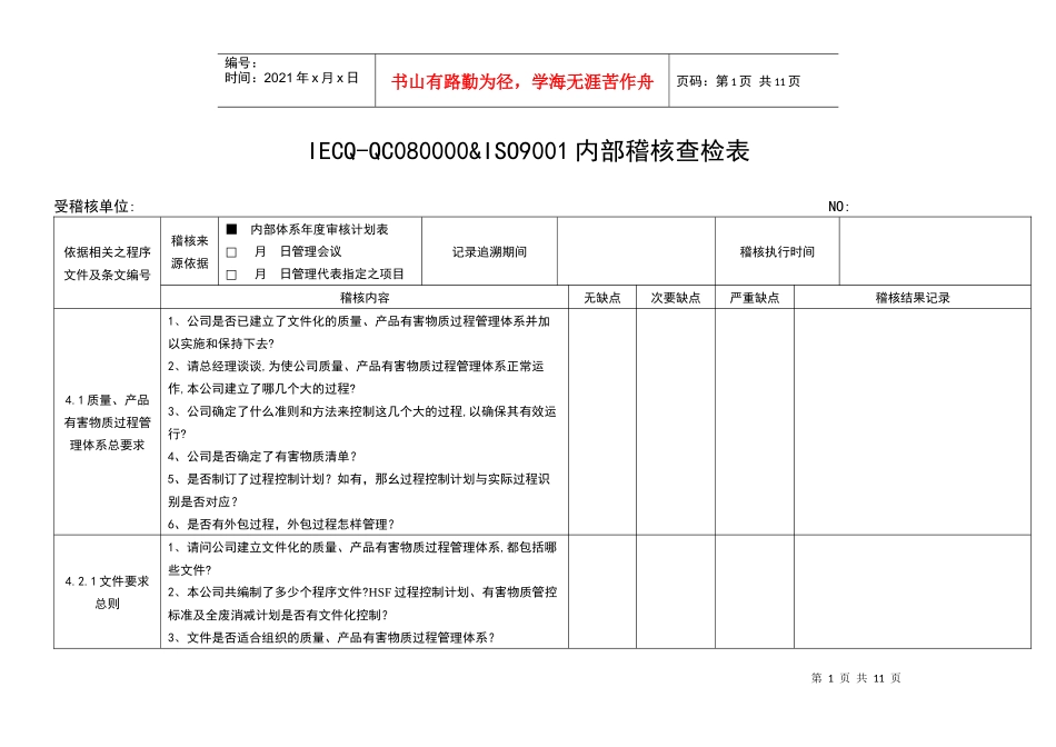 IECQ-QC080000检查表公共版本_第1页