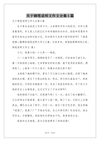 关于钢笔说明文作文合集5篇