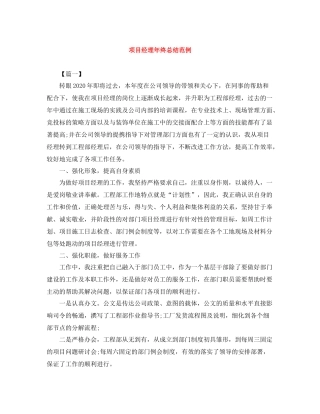 项目经理年终总结范例2