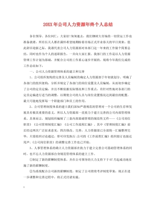 公司人力资源年终个人总结22