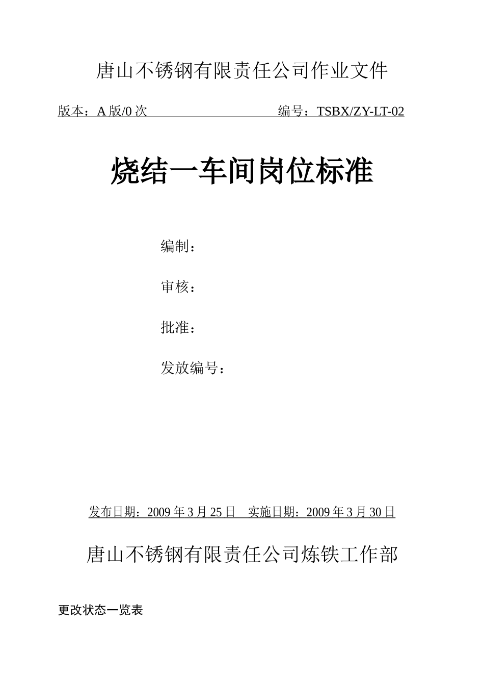 烧一车间岗位标准0906_第1页