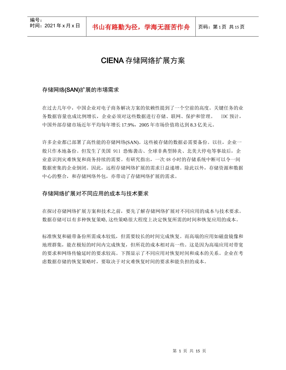 CIENA存储网络方案_第1页