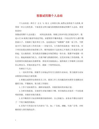 客服试用期个人总结