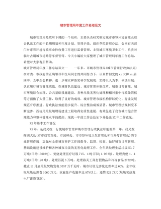 城市管理局年度工作总结范文