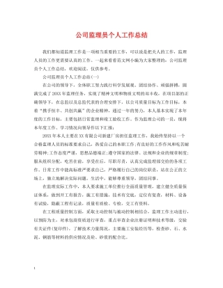 公司监理员个人工作总结