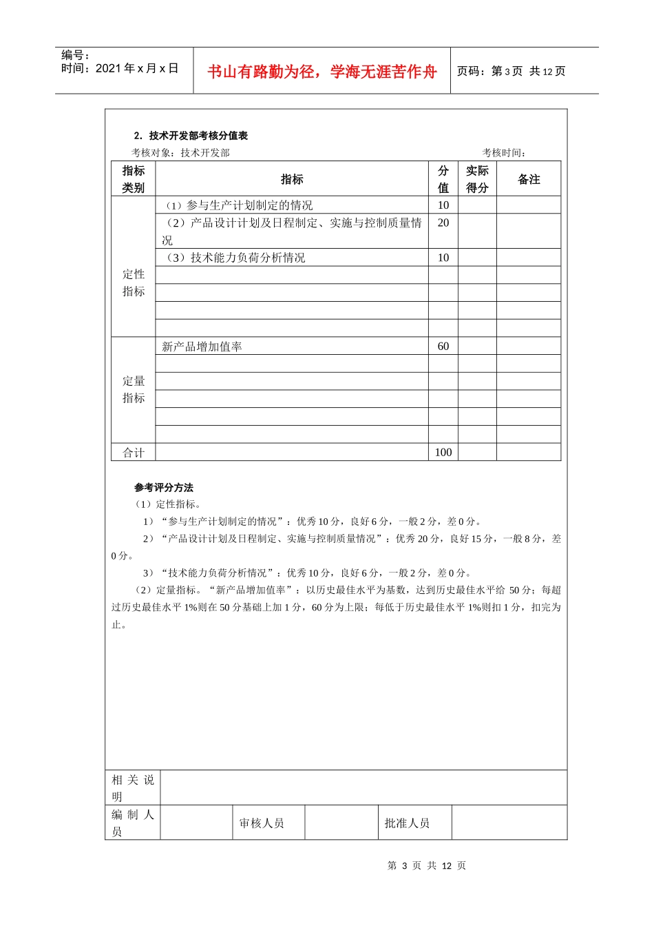 生产计划管理考核以及考核方法_第3页