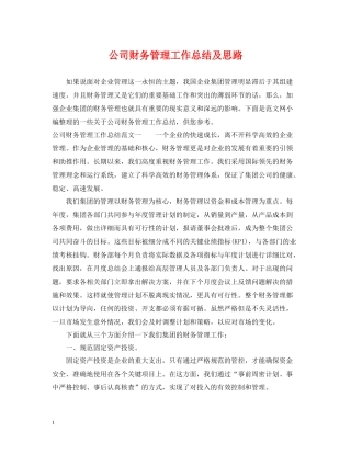 公司财务管理工作总结及思路