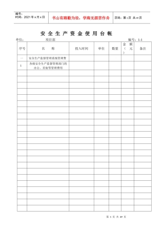 安全生产资金使用台帐新表