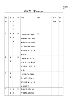 文字分镜头脚本-范例
