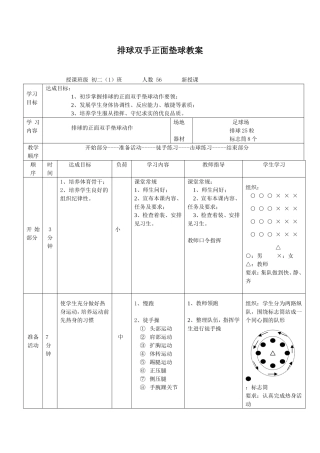 排球双手正面垫球--初二