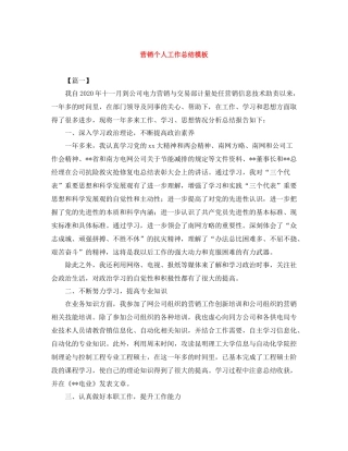 营销个人工作总结模板