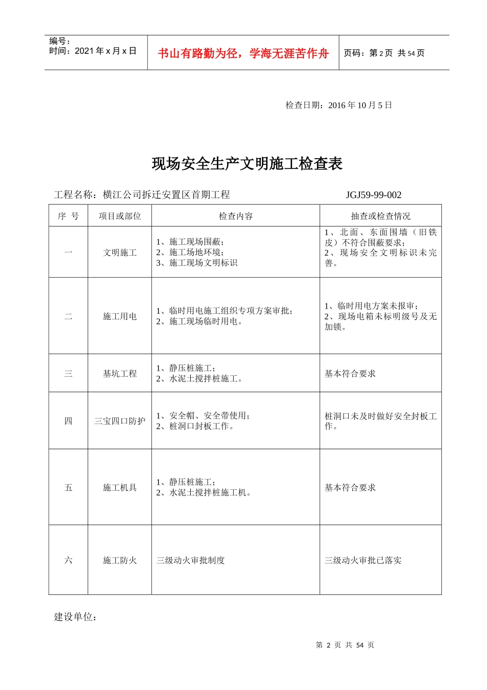 现场安全生产文明施工检查表_第2页