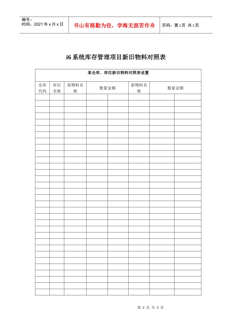库存管理新旧仓库物料对照表_第2页