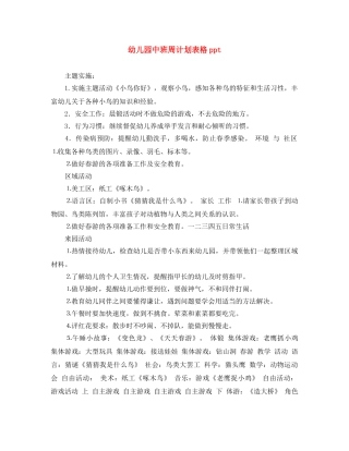 幼儿园中班周计划表格ppt 