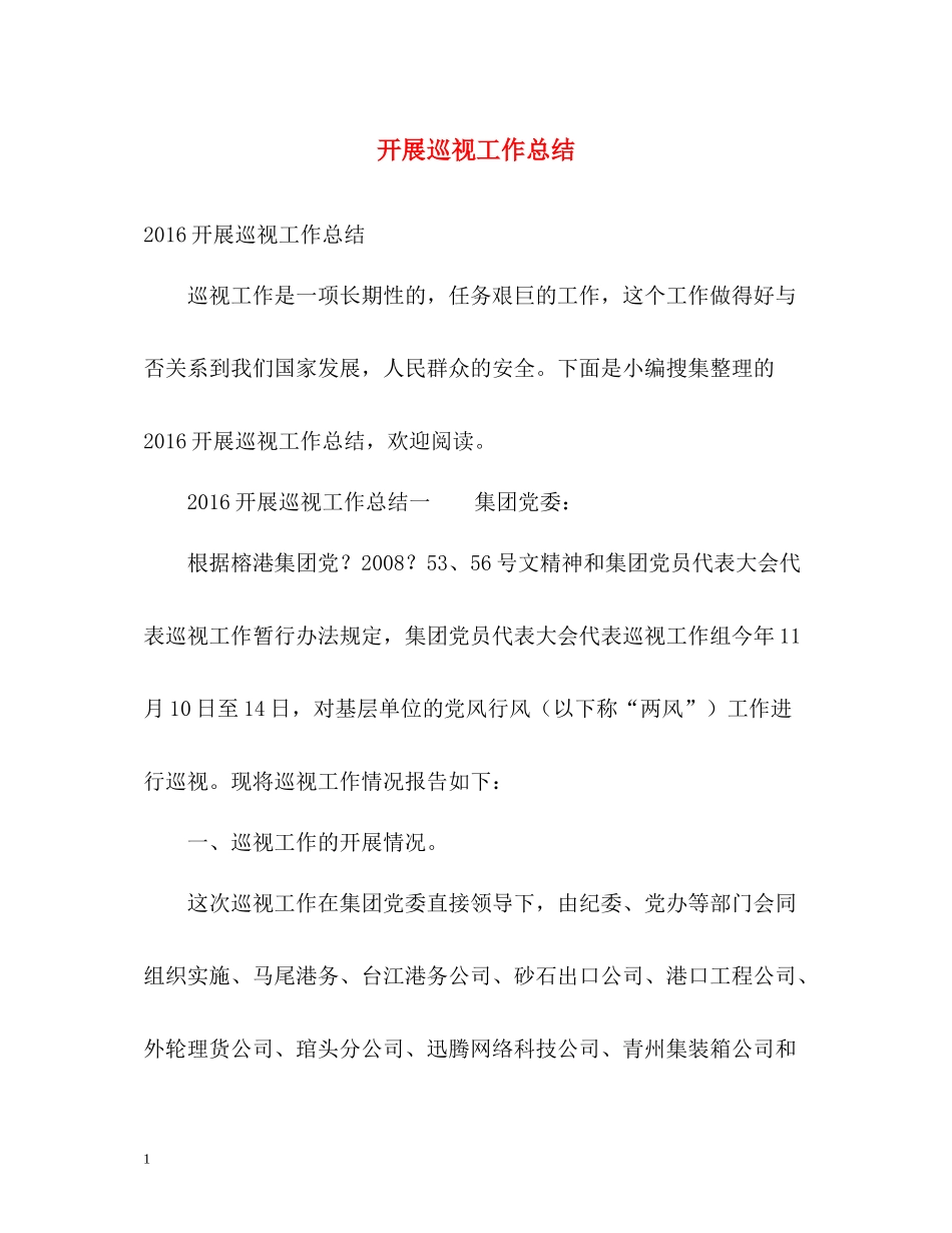 开展巡视工作总结_第1页