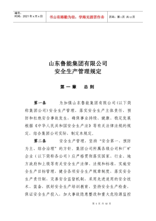 山东鲁能集团公司安全生产管理规定