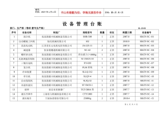 生产部设备管理台账