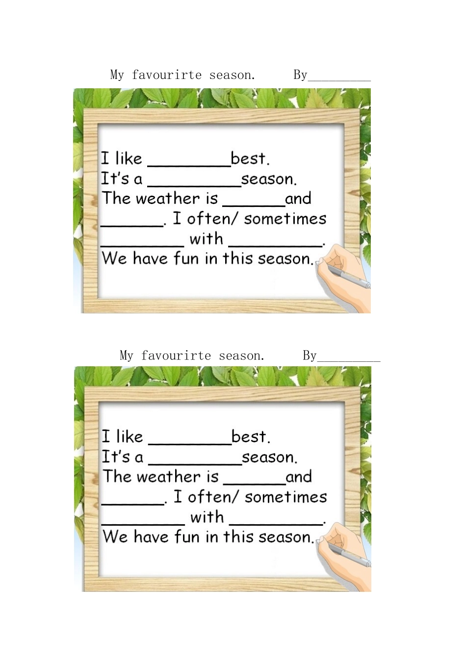 五年级下册第二单元BLET'SLERAN作业纸_第1页