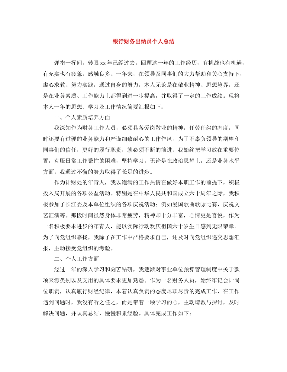 银行财务出纳员个人总结_第1页