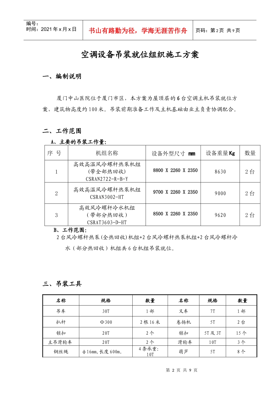 空调设备吊装方案_第2页