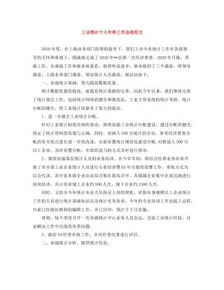工业统计个人年终工作总结范文