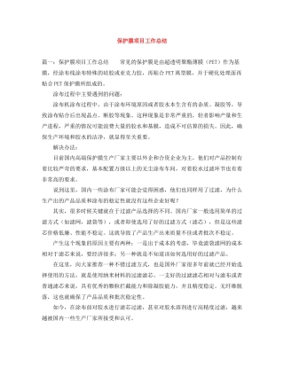 保护膜项目工作总结