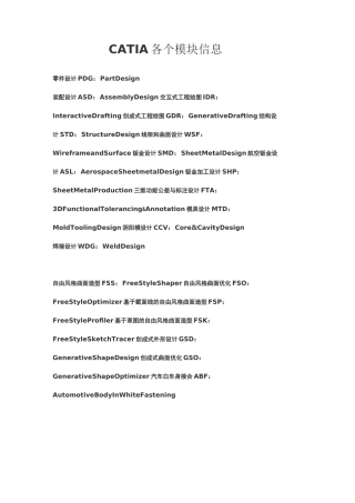 (完整版)catia各个模块介绍