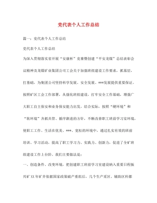 党代表个人工作总结