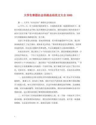 大学生寒假社会实践总结范文大全3000